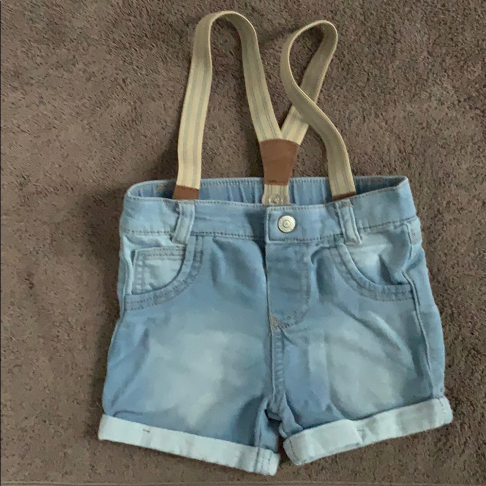Denim shorts with suspenders!